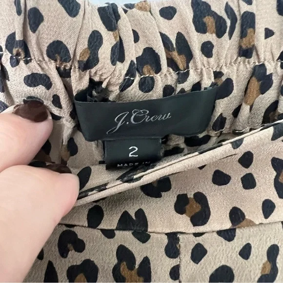 2/25 J Crew Leopard Pant Trousers Silk Work Office Pullon Style Animal print - Picture 3 of 4